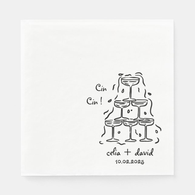 Elegant Cin Cin Italian Wedding Party Napkin (Front)