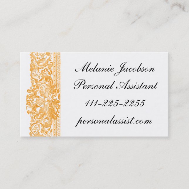 Elegant Cinnamon Brocade border business card (Front)