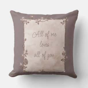 Elegant Cinnamon Slate  Sparkle Frame Valentine  Throw Pillow