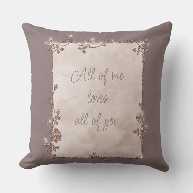 Elegant Cinnamon Slate  Sparkle Frame Valentine  Throw Pillow (Front)