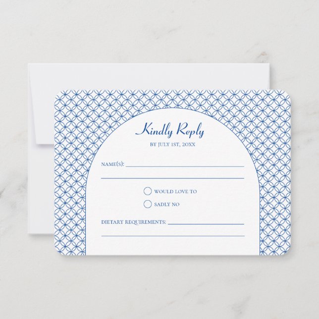 Elegant Circle Seamless Geometric RSVP Reply Card (Front)
