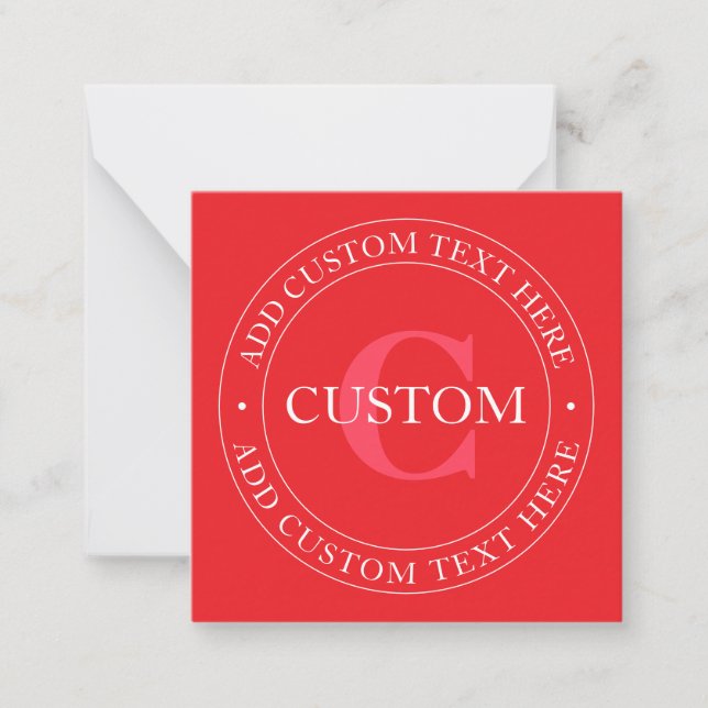 Elegant Circular Text Template Editable Red White (Front)