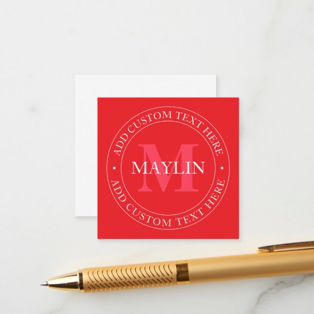 Elegant Circular Text Template Editable Red White (Front/Back In Situ)