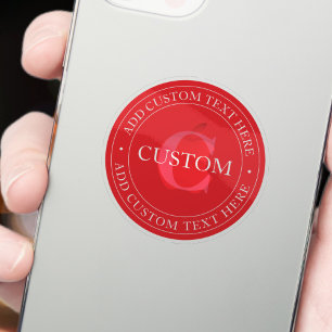 Elegant Circular Text Template Editable Red White