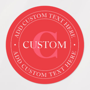 Elegant Circular Text Template Editable Red White