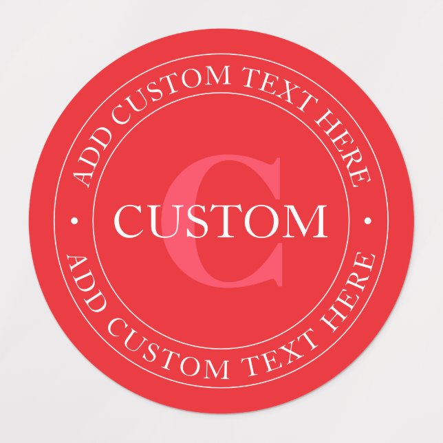 Elegant Circular Text Template Editable Red White (Design 1)