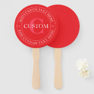 Elegant Circular Text Template Editable Red White Hand Fan
