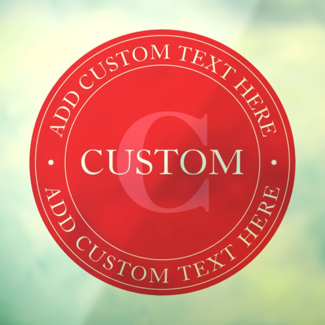 Elegant Circular Text Template Editable Red White Window Cling (Sheet 3)