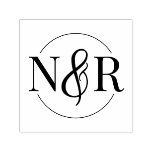 Elegant Circular Wedding Monogram With Ampersand Self-inking Stamp