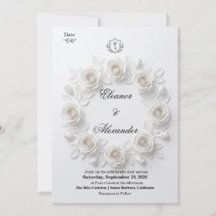 Elegant Circular White Floral Save the Date Card