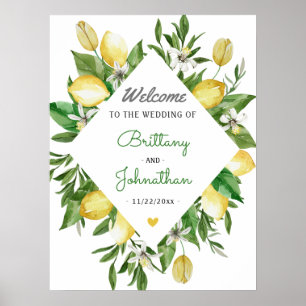 Elégant Citron Citrus Italie Mariage Affiche de bi