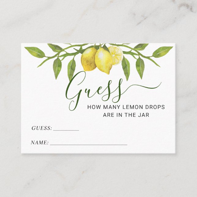 Élégant Citron Devine Combien De Carte De Jeu (Devant)