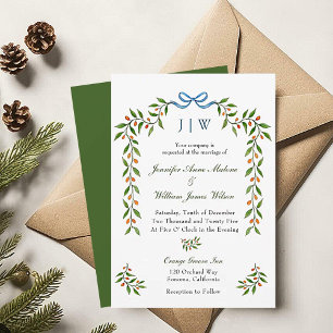 Elegant Citrus and greenery Monogrammed Wedding Invitation