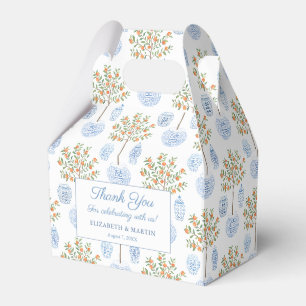 Elegant Citrus Blue White China Wedding Thank You Favor Box