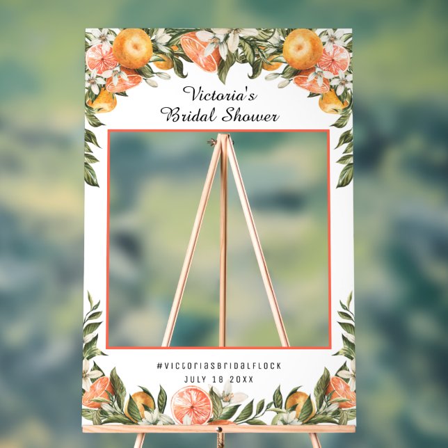 Elegant Citrus Botanical Bridal Shower Photo Prop Acrylic Sign (Neutral)