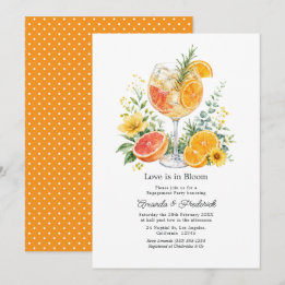 Elegant Citrus Cocktail Floral Engagement Party Invitation