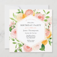 Elegant Citrus Floral Birthday