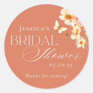 Elegant Citrus Floral Bridal Shower Classic Round Sticker