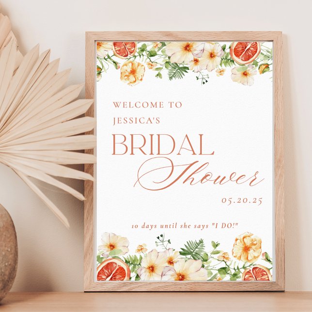 Elegant Citrus Floral Bridal Shower Welcome Sign (Creator Uploaded)