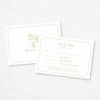 Elegant Citrus Green Double Frame Wedding RSVP Car