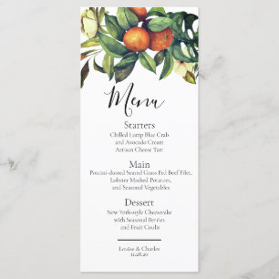 Elegant citrus greenery orange blossom menu