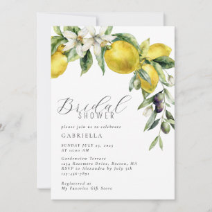Elegant Citrus Lemon Bridal Shower Invitation