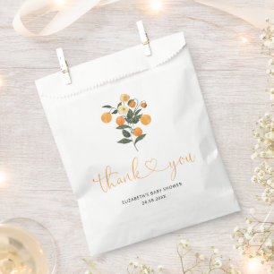 Elegant Citrus Orange Botanical Baby Shower Favour Bag