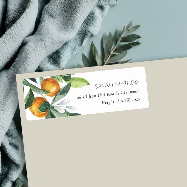 Elegant Citrus Orange Botanique Adresse (Créateur téléchargé)