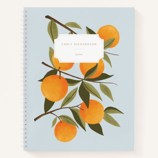 Elegant Citrus Orange Branch Notebook (Front)