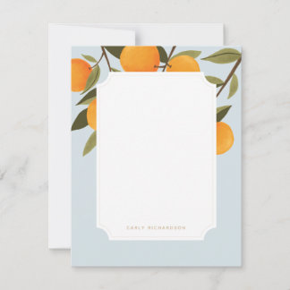 Elegant Citrus Orange Personalized Stationery Card