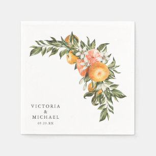 Elegant Citrus Orchard   Boho Botanical Monogram Napkin