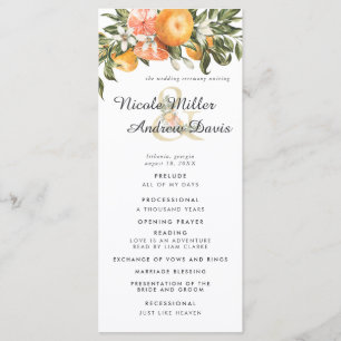 Elegant Citrus Orchard Wedding Ceremony Program