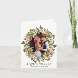 Elegant Citrus Orchard Wedding Photo Thank You Card