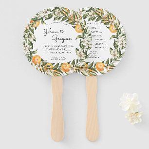 Elegant Citrus Orchard   Wedding Program Hand Fan