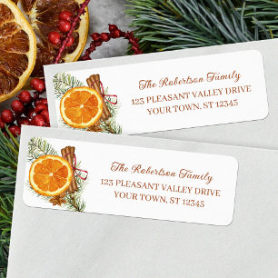 Elegant Citrus Spice Christmas Return Address