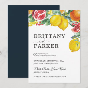Elegant Citrus Watercolor Botanical Wedding Invitation