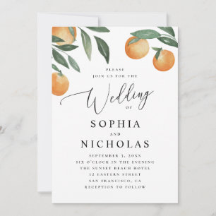 Elegant Citrus Wedding   Italian Garden Orange Invitation
