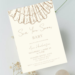 Elegant Clam Shell Sea You Soon Baby Shower Invitation