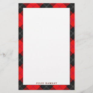 Elegant Clan Ramsay Red and Black Tartan Plaid Stationery