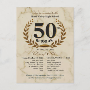 Elegant Class of 1976 50th High School Reunion Postcard