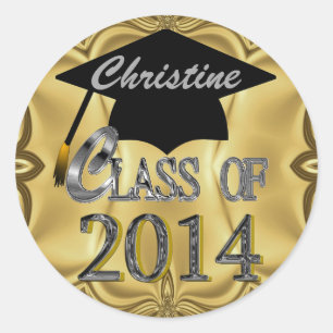 Elegant Class Of 2014 Gold Graduation Stickers