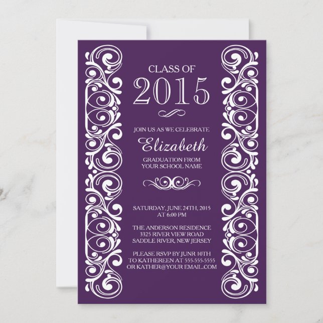 Elegant Class of 2015 Graduation Party Invitation (Front)