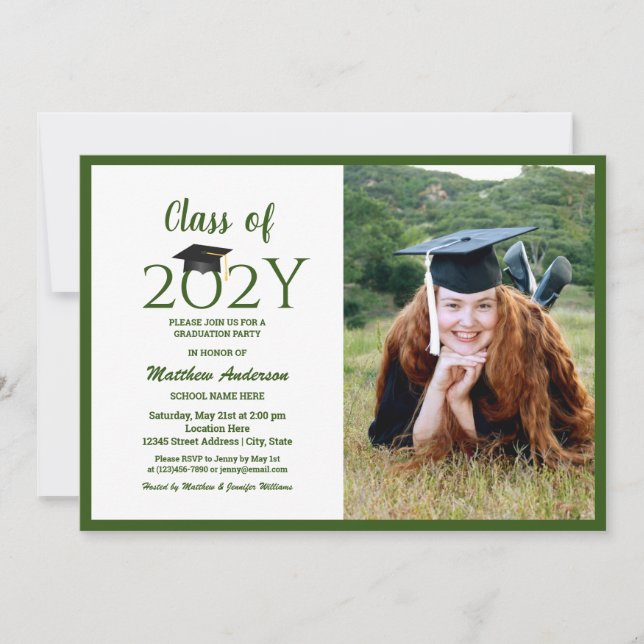 Elegant Class of 2024 Graduation Graduate Photo Invitation (Front)