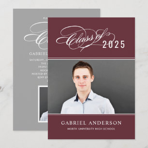 Elegant Class of 2024 Red Photo Graduation Party Invitation