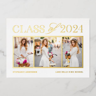 Elegant Class of 2024 Three Photo Graduation