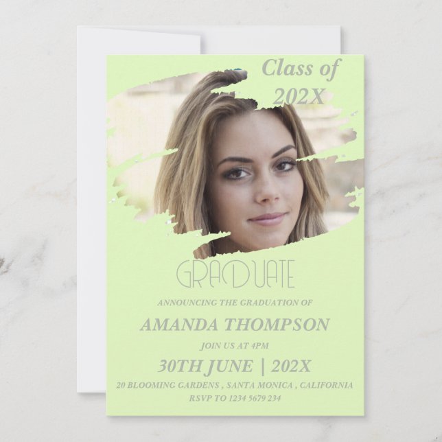 Elegant Class Of 2025 Grad Photo Graduation Party  Invitation (Front)