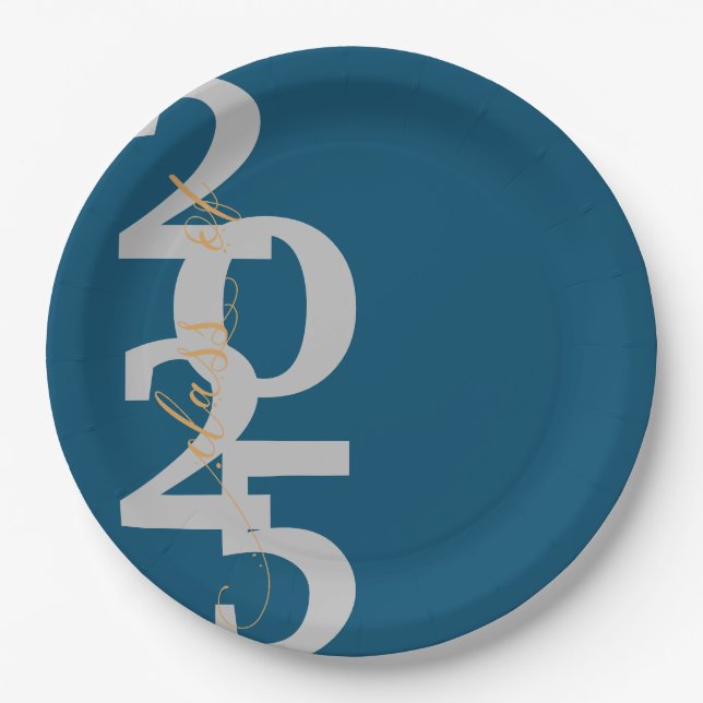 Elegant Class of 2025  Graduation Party Paper Plate (Front)