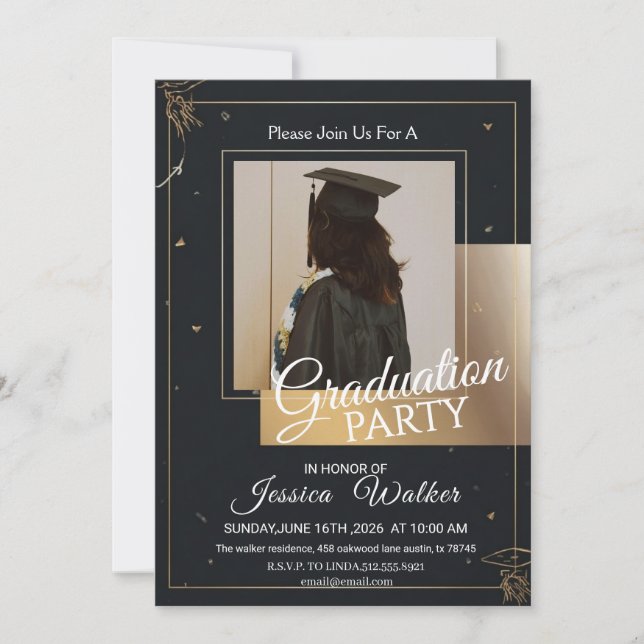 Elegant Class of 2026 Graduate Celebration Invite (Front)