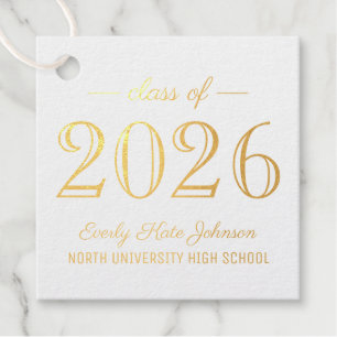 Elegant Class of 2026 Graduation Party Gold Favour Tags
