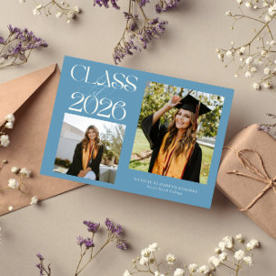 Elegant Class of 2026 Typography Grad Denim Blue Announcement
